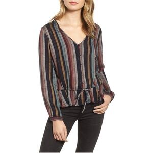 Rails Multicolor Striped Peplum Blouse